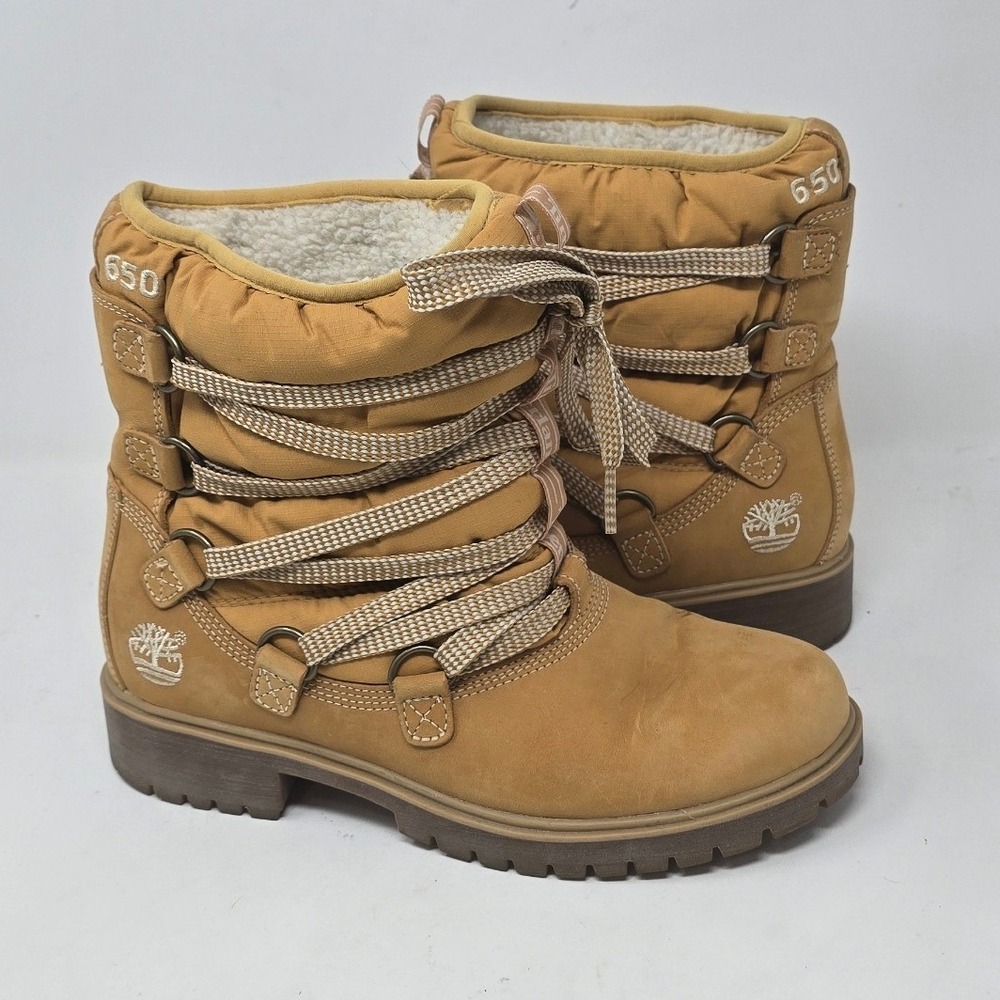 Timberland 650 Insulated winter puffer boots women 6 wheat nubuck Gorpcore